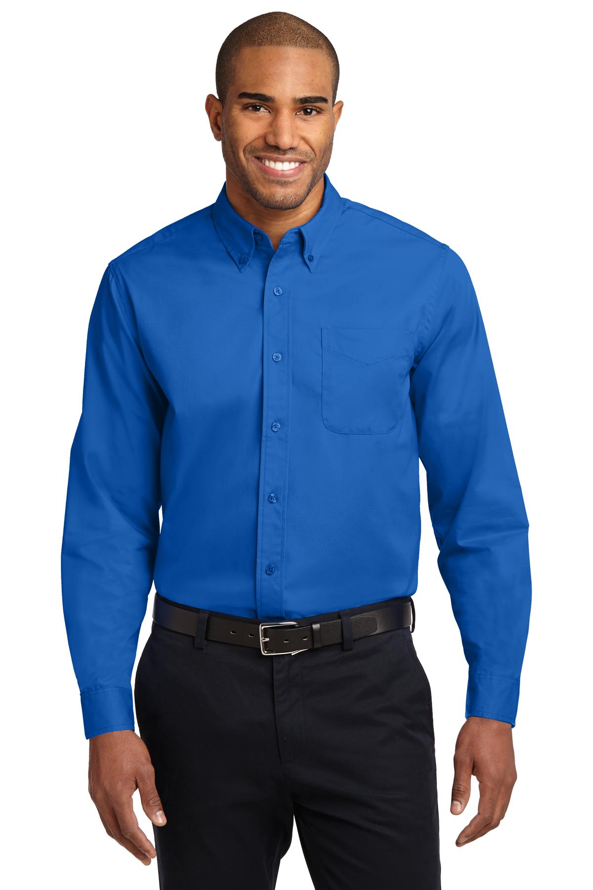 This comfortable wash-and-wear shirt is indispensable for th - Strong Blue