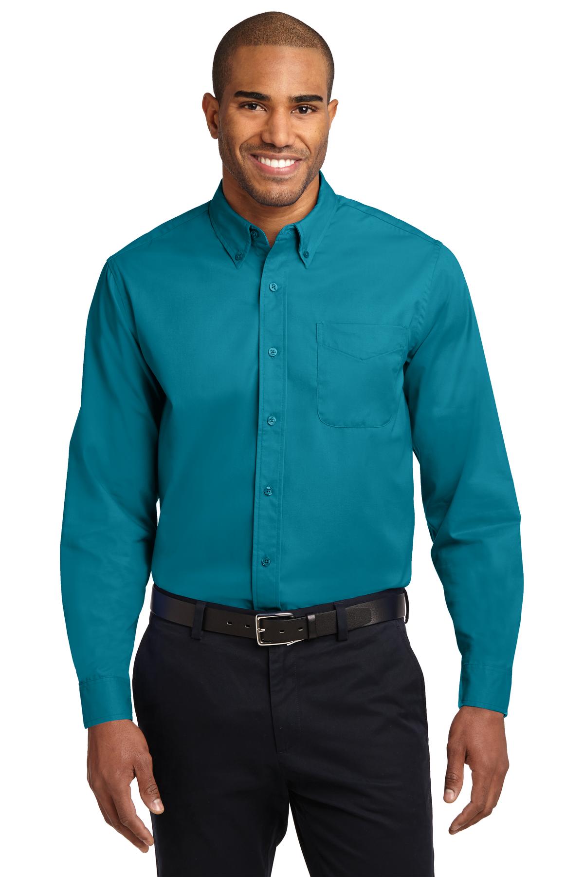 This comfortable wash-and-wear shirt is indispensable for th - Teal Green
