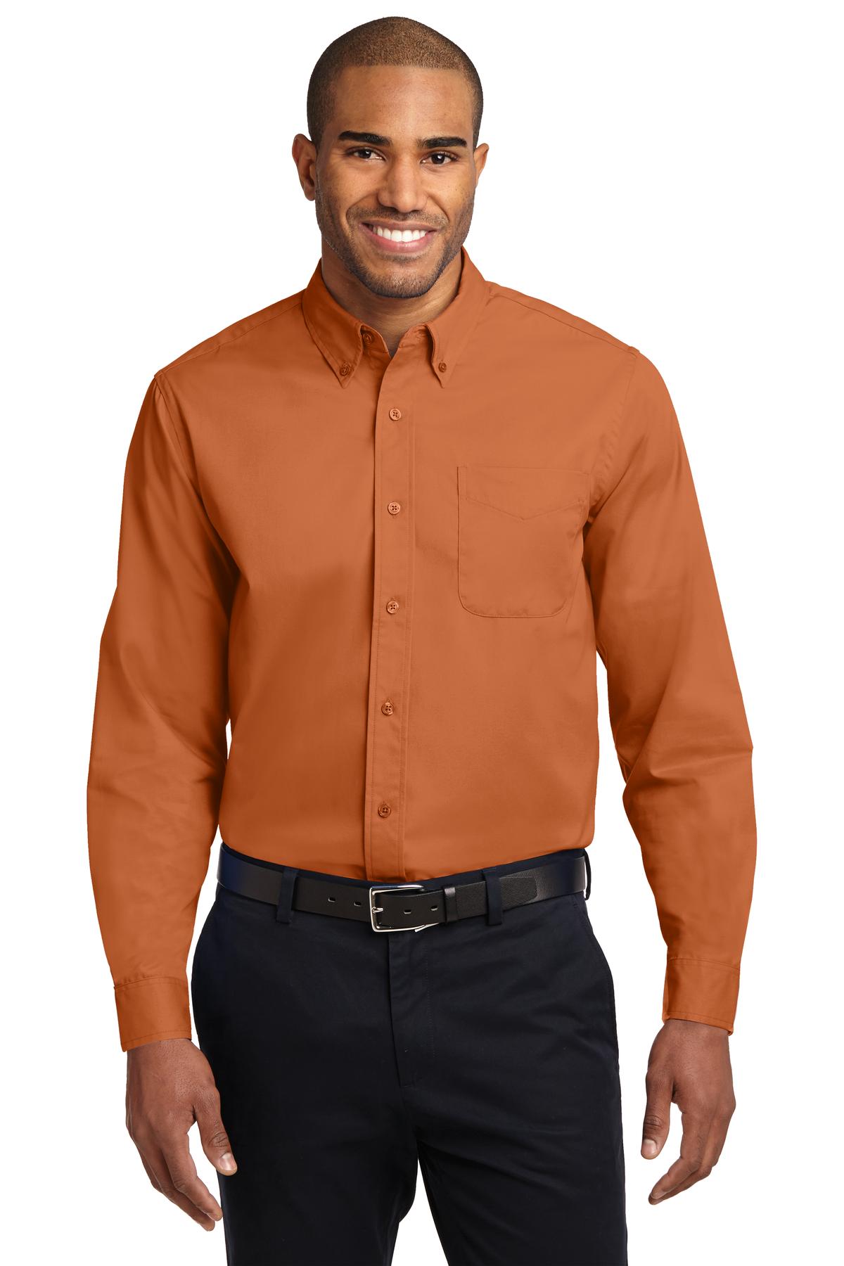 This comfortable wash-and-wear shirt is indispensable for th - Texas Orange/ Light Stone