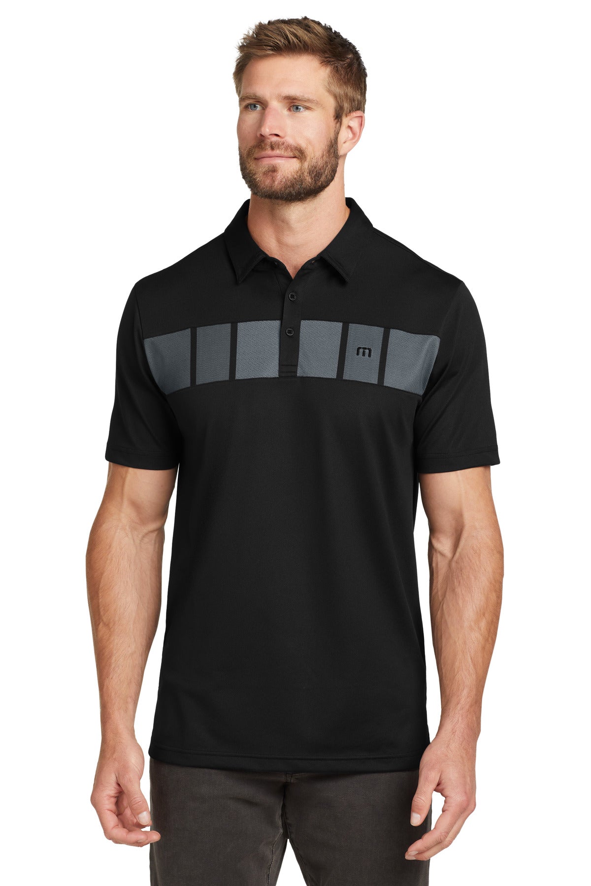 Iconic TravisMathew stripes race across the chest in this ul - Black