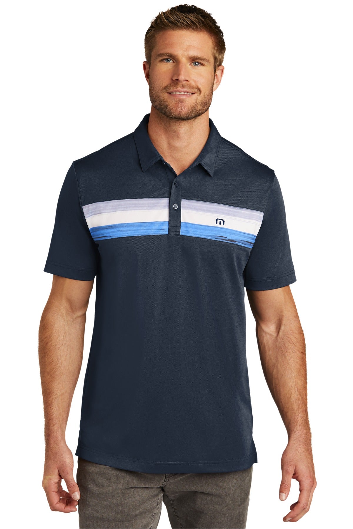 Iconic TravisMathew stripes race across the chest in this ul - Blue Nights