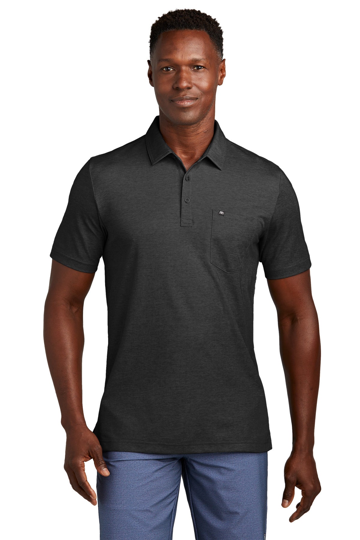 Outfitted for performance this elevated pocket polo keeps it - Black Heather