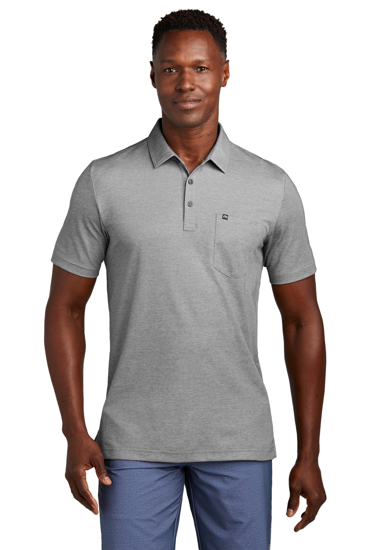 Outfitted for performance this elevated pocket polo keeps it - Quiet Shade Grey Heather